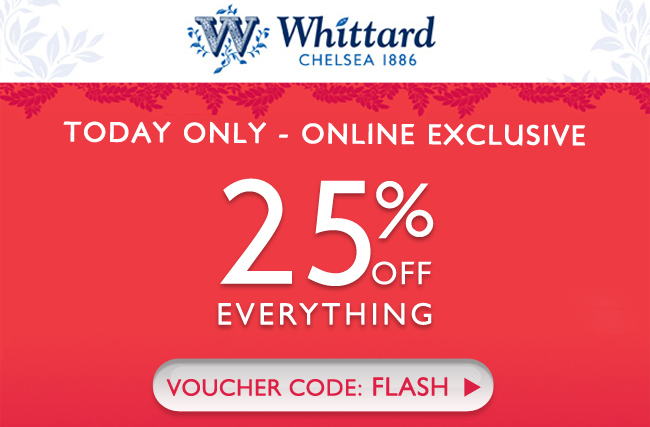 25% OFF EVERYTHING FLASH SALE at Whittard of Chelsea