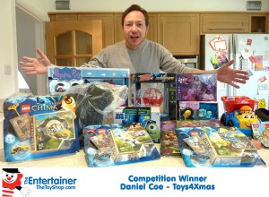 Competition Winner Daniel Coe and his prizes from The Entertainer