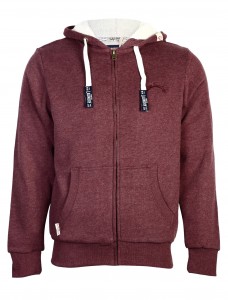 Tokyo Laundry mens Whistler red borg lined hoodie 1E4840