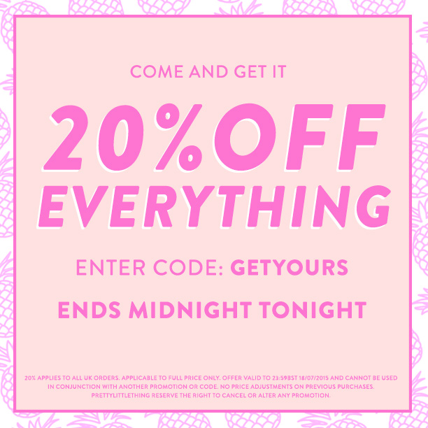 20 off everything - ends midnight