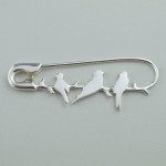 Silver Birds on a Branch Brooch by Lily Charmed