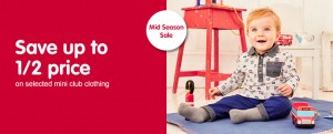Save up to half price on selected Mini Club Clothing