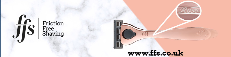 Rose Gold Razor from Friction Free Shaving with Rose engraved on the handle