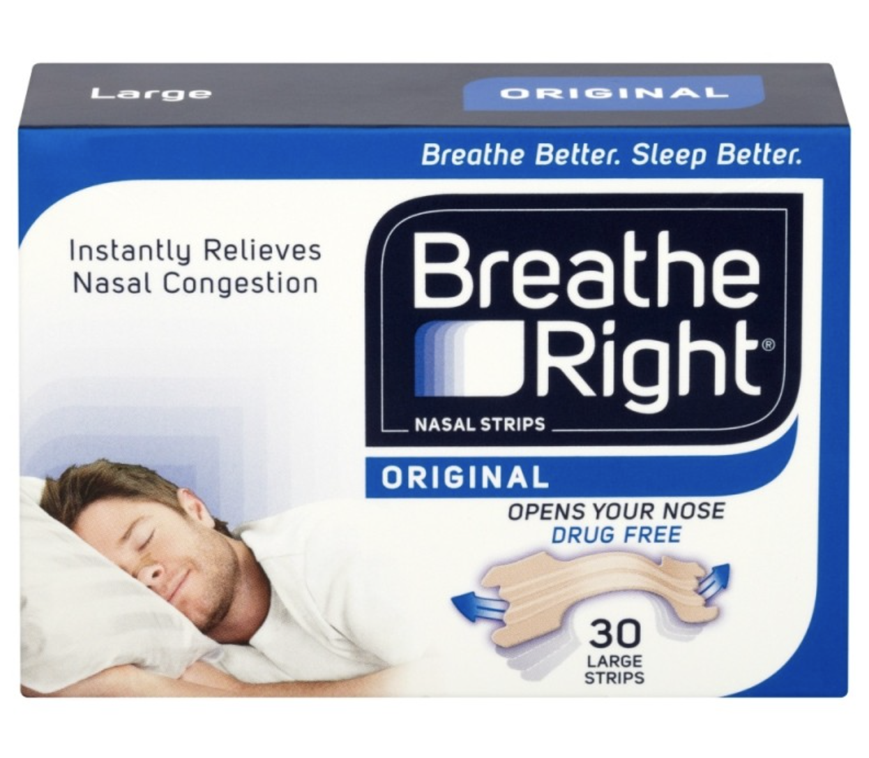 Breathe Right Congestion Relief Nasal Strips Original Large