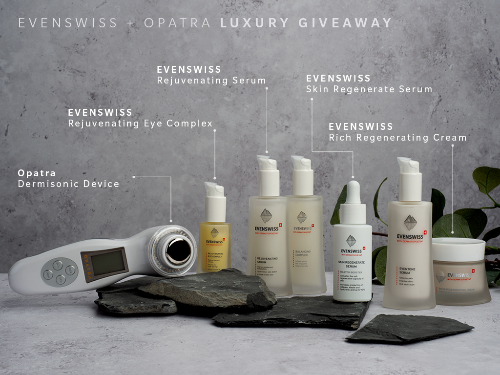 To celebrate the launch of EVENSWISS in the UK we’re giving away a skincare prize package worth a whopping total of £1100!