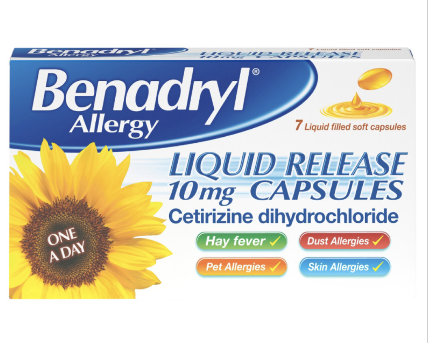 Benadryl Allergy Liquid Release 10mg Capsules x12